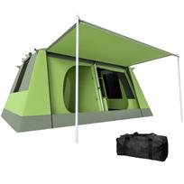 Tunnel Tent Camping Shelter w/ Porch, Two Rooms, Lamp Hook, Portable Carry Bag 405 x 305 x 225 cm