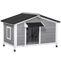 Wooden Dog Kennel for Outside, for Medium Dogs, 72H x 109L x 79Wcm, Grey 109 x 79 x 72 cm