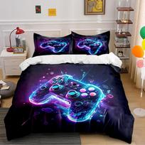 Glowing Neon Game Controller Bedding Set Bedding set (1 duvet cover, 2 pillowcases, duvet not included) 135x200cm