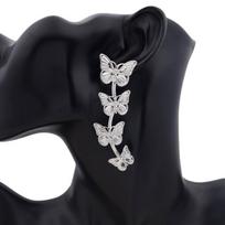 New European Exaggerated Drop Earrings Gold Metal Butterfly Tassel Earrings for Female Fan Shaped Unusual Earrings