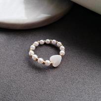 Fashion Imitation Pearl Beaded Elastic Finger Ring Minimalist Heart Rings for Women Party Geometric Jewelry