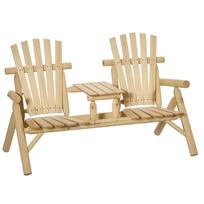 Garden Bench Combination for 2 People, Integrated Table, Natural Wood, 157 x 88 x 103 cm 157 x 88 x 103 cm