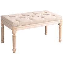 Bench Vintage Design Vintage Bench, Button Tufting, Turned Legs, Shabby Chic, Cream 80 x 40 x 43 cm smėlis