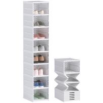 8-Tier Shoe Rack, Shoe Cabinet, Foldable, Ventilated Back, Plastic, White 35 x 26 x 140 cm balta