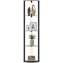 LED Floor Lamp with Glass Shelf, Floor Light with 3 Brightness Levels, Foot Switch, for Living Room Bedroom, Black 41.5 x 29.5 x 162 cm juoda