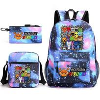 Anime Cartoon Backpack Sprunki Large Capacity Primary School Student Schoolbag Satchel Pencil Case Backpack