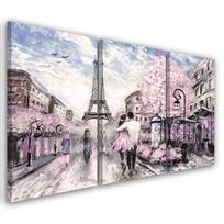 Three piece picture canvas print France Paris Eiffel Tower Pink 60x40 rožinė