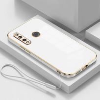 For Samsung Galaxy A20s Case Samsung A20s Cover SM-A207F SM-A207M SM-A2070 Luxury Square Plating Phone CaseShockproof Back Cover Galaxy A20s&Case & Strap sniego baltumo spalva