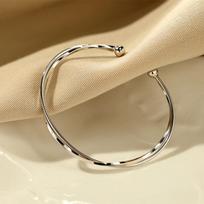 S999 Pure Silver Mobius Ring Open Bracelet with Smooth Face and Sandnail, Simple and Luxury, Versatile Foot Silver Bracelet for Girls Adjustable size sidabras
