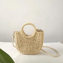 Madinga daržovių krepšio rankinė ant peties, crossbody, rotango, šiaudų rankinė, rankų darbo pynimas One Size chaki