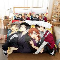 Anime : Bungo Stray Dogs Bedding Set Cartoon Duvet Cover And Pillowcases Queen Full Size Kids Gift Decor Home Bedclothes Eu Single135x200cm