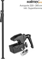 Teleskopinis stovas / šviesų stovas walimex Autopole 220–380 cm su Super Clamp