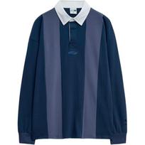 Puma Striped Spliced Polo Collar Long Sleeve Polo Shirt Men tops Navy-Blue 94090702 S
