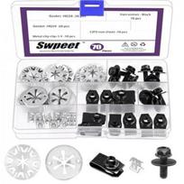 70Pcs Exhaust Heat Shield Clips Metal Locking Star Washers with U-Clip and S