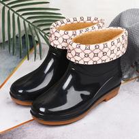  Ladies Fleece Lined Ankle Rain Boots Comfortable Non Slip Kitchen Work Shoes 36 juoda
