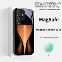 Oranžinės geltonos šviesos juosta Magsafe Samsung S25 S25 Edge S25Ultra S8 9 10 20 S21 Pro 22 Plus S23 FE S24 Ultra stikliniam telefono dėklui Galaxy S24 Ultra