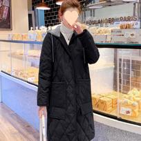 Winter Hooded Jacket Long Sleeve Quilted Super Parka Mid-length Cotton Jacket Korean Fashion Coats Warm Snowsuit XS