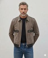 Handmade Suede Men's Leather Lambskin Jacket Fit Motorcycle Grey Stylish Biker S pilka