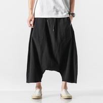 Vasaros vyriškos laisvalaikio haremo kelnės Vyriškos vintažinės laisvos medvilnės ir lino plačios kelnės Vyriškos su elastine juosta Pantalones Kelnės Vyriškos Harajuku gatvės stiliaus Y2k kelnės 4XL juoda