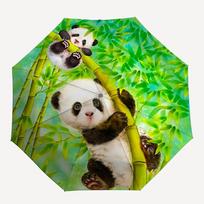 1PC Panda Bamboo Automatic Folding Umbrella, Portable & Foldable Design with 8 Ribs, 86