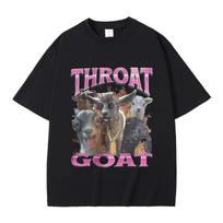 Funny Throat Goat Graphic Print T-shirt Male Fashion Oversized Streetwear Men Women Casual High Quality Pure Cotton Short Sleeve S juoda