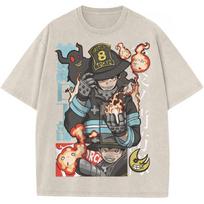 Anime Fire Force Shinra Kusakabe Boyle Arthur Graphic T Shirt Men Women Clothing Loose Tshirt Washed Cotton Tee Harajuku Tshirt S