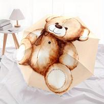 1pc Teddy Bear Watercolor Themed Umbrella, 8 Rib Frame,Automatic Opening 3 Fold Umbrella, Lightweight and Durable Couple Umbrella-081