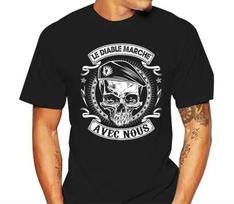 Legion Etrangere, The Devil Walk with Us. France Foreign Legion Skull T-Shirt. Premium Cotton Short Sleeve O-Neck unisexs T Shirt S įvairiaspalvis
