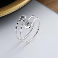 Chic Silvery Safety Pin Thumb Ring - Adjustable Paperclip Design, Perfect Gift Minimalist Style, Copper Material resizable sidabras