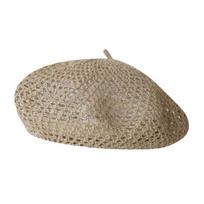 Women Beret Hat, Hollow Design Gauze Beret Hat, Solid Color Versatile Headwear for Hiking Outings Traveling Shopping And Daily Wear chaki