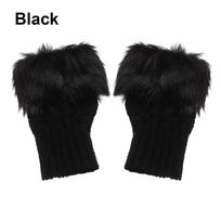 Winter Half Finger Elastic Thicken Warm Warm Mittens Knitted Gloves Faux Rabbit Hair Gloves juoda