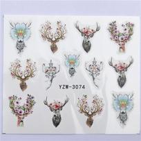 5 Pieces Lovely Animals Nail Sticker Flower Decal Animal Fox Wolf Flamingo Deer Design for Nail Art Decoration