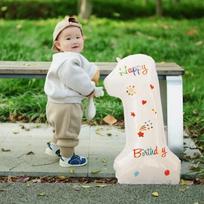 Shicai White Floral Print Number Balloon Decorations, Children's Birthday Party Scene Setup, Outdoor Handheld Photo Props 1