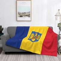 Romanian Square Flag - Coat Of Arms Fashion Soft Warm Flannel Blanket Romanian Flag Romania Flag Flags Red Yellow Blue Coat Of Size: 75*100cm, Weight: 230 GSM