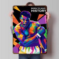 Muhammad Ali: Born to Make History Tinplate Posters Customizable Wall Art Retro Vintage Metal Signs for Home Room Wand Deko the 20X30CM