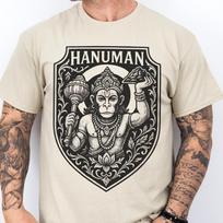 Hanuman T-Shirt Hindu Monkey God Shield Design | Spiritual Gift | Hindu Warrior Tee | Vedic Mythology Apparel | Yoga & Meditation Shirt S