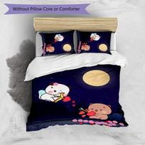 dudu bubu Printed 3PCS Bedding Set Soft Breathable Duvet Cover Pillowcases Set Washable Bedroom Decor Home Gift 135cm*200cm