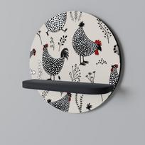 Happy hens black round shelf