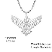 Dawapara Trinity Knot Raven Necklace Norse Pagan Helm of Awe Aegishjalmur Mythology Animal Bird Stainless Steel Jewelry