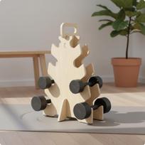 Wooden Dumbbell Rack Wood MultiTier Holder SpaceSaving Compact Weight for