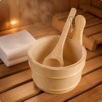 Sauna Bucket and Ladle Set Large Capacity Wood Grain Finish Spa Accessory for