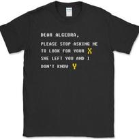 Dear Algebra T-Shirt Funny Math Humor Gift Joke Novelty Text Tee XL