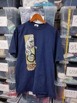 Vtg Navy Blue Life Forms Cheetah Riding A Unicycle  Laugh It Off  L  A43 Unisex T-Shirt XXXXL