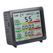 Air Quality Detector CO2 TVOC HCHO Temperature Humidity Tester Large LCD Display Wall Desk Mount Air Quality Meter for Home Office ABS