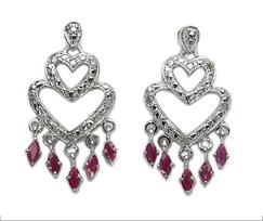 BKK Ruby Marquise Stud Earrings 925 Sterling Silver 14K White Gold Plated White Diamond Accent Fine Jewelry Gift for Women raudona