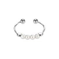 Inel Dama Silver with Synthetic Pearls, Adjustable Size, Silver Ring for Women, Elegant Pearl Ring, Fashion Ring