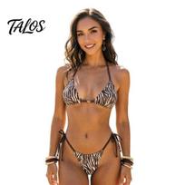 Medinių karoliukų papuošimas Maudymosi kostiumas 2 vnt./rinkinys Bikini rinkinys moterims, Dvigubo šono su raišteliais maudymosi kelnaitės, Kaklo rišamas belaidis viršutinis trikampės formos puodelis be lankelių S Leopard Print