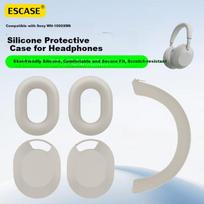 ESCASE Protective Case for Sony WH-1000XM6 Headphones, Silicone Dustproof, Shockproof, Scratch-Resistant Headband Cover, Khaki 3-Piece Set