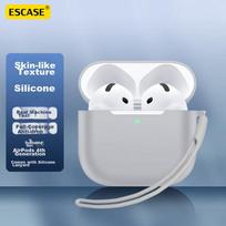 AirPods 4 Case, Apple Wireless Bluetooth Earphone Shockproof Dustproof Silicone Case, Stain-Resistant Wear-Resistant Gray + Lanyard