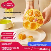 Licheers Baby Food Steamed Cake Mold, Infant Feeding Tool, Home DIY Silicone Freezer Mold, Heat-Resistant Mold, Cat Paw Yellow